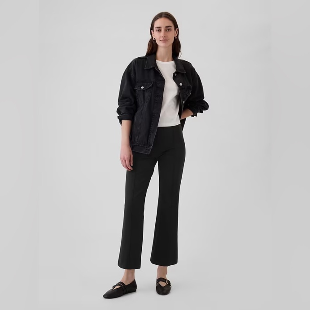 High Rise Double Knit Crop Kick Pants Black